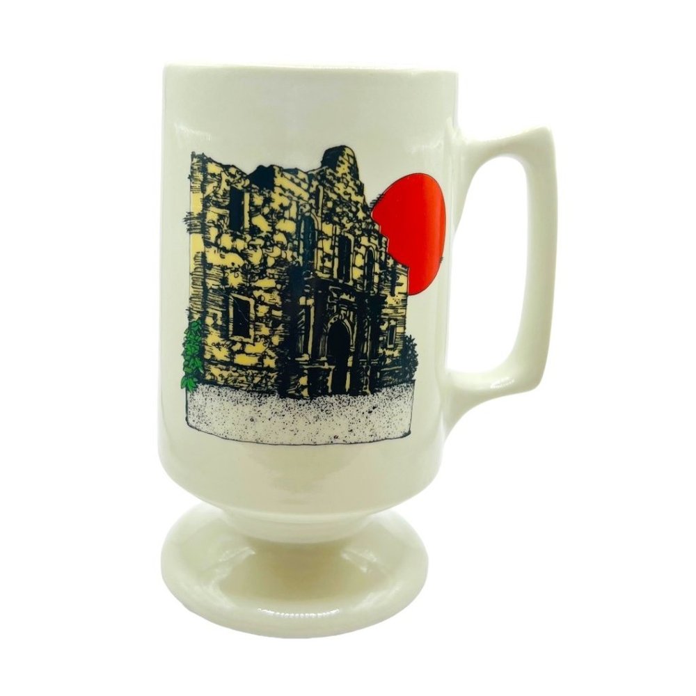 GE LAMP Footed The Alamo Coffee,Tea Cup Mug 9oz. JAN.1982 Southern Region VINTAG